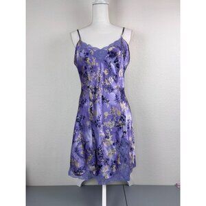 Vintage‎ Delicates women's small purple satin floral lace trim slip dress y2k